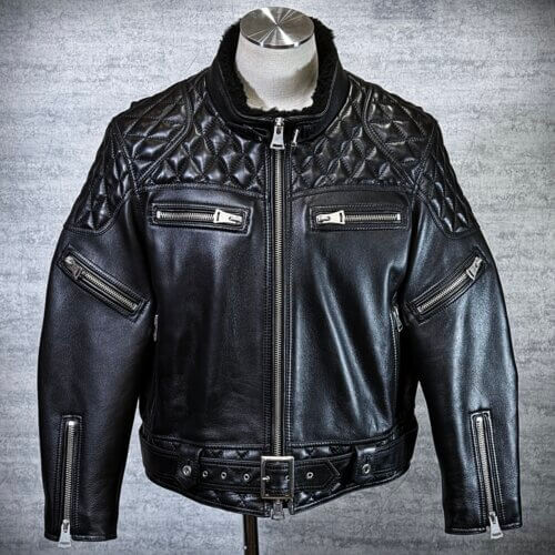 メンズのカウ牛革 立ち襟ライダースのimage画像 制作例6323