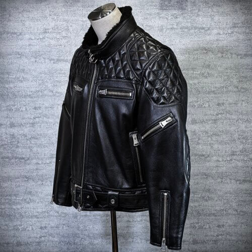 メンズのカウ牛革 立ち襟ライダースのimage画像 制作例6323