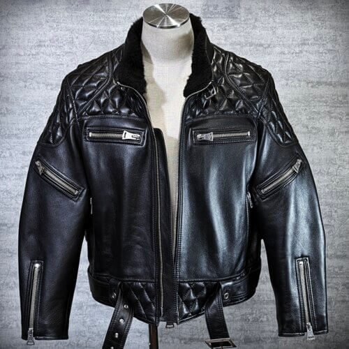メンズのカウ牛革 立ち襟ライダースのimage画像 制作例6323