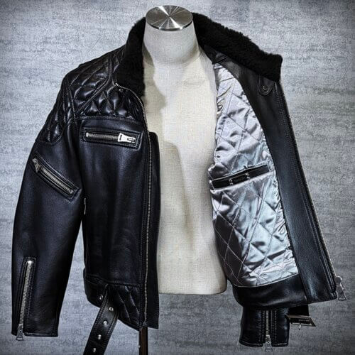 メンズのカウ牛革 立ち襟ライダースのimage画像 制作例6323