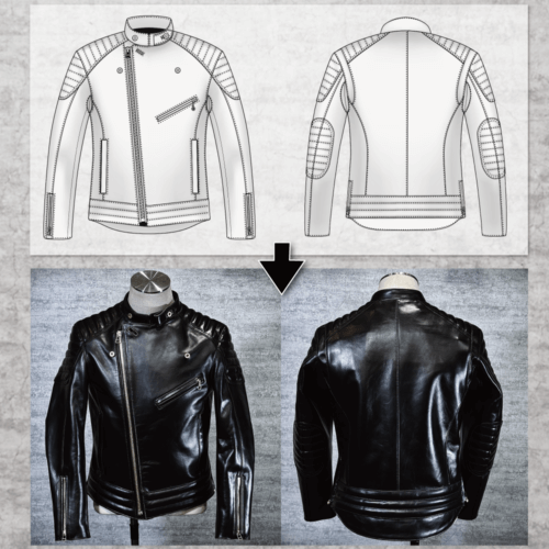 メンズのカウ牛革 セミダブルライダースのimage画像 制作例0325