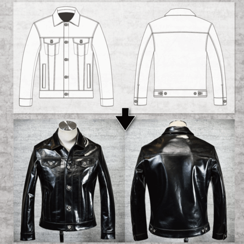 メンズのカウ牛革 Gジャンタイプのimage画像 制作例1328