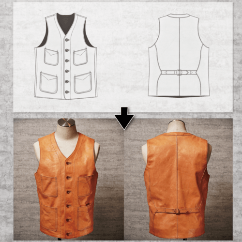 メンズの新喜皮革馬革 ベストのimage画像 制作例2288