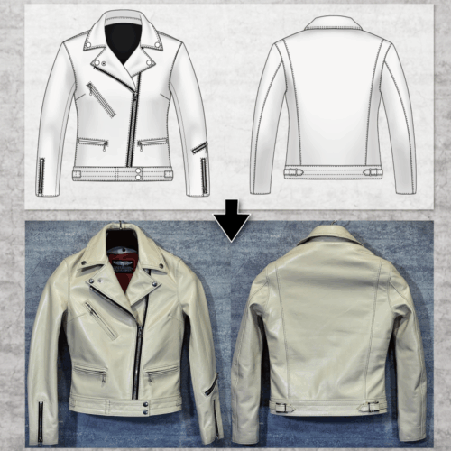 レディースのカウ牛革 ダブルライダースのimage画像 制作例5317