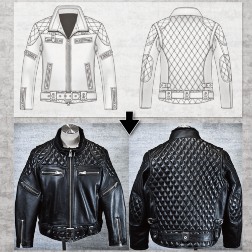 メンズのカウ牛革 立ち襟ライダースのimage画像 制作例6323