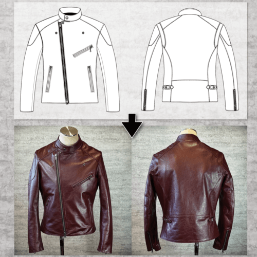 メンズのカウ牛革 セミダブルライダースのimage画像 制作例6327