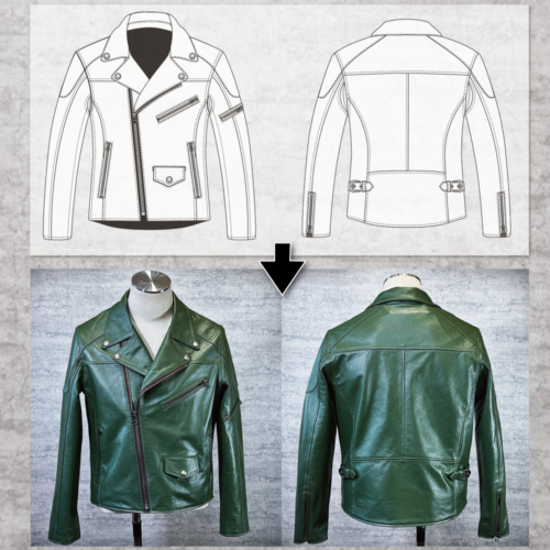 メンズのカウ牛革 ダブルライダースのimage画像 制作例6328