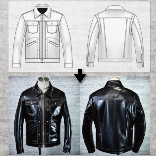 メンズのカウ牛革 Gジャンタイプのimage画像 制作例7325